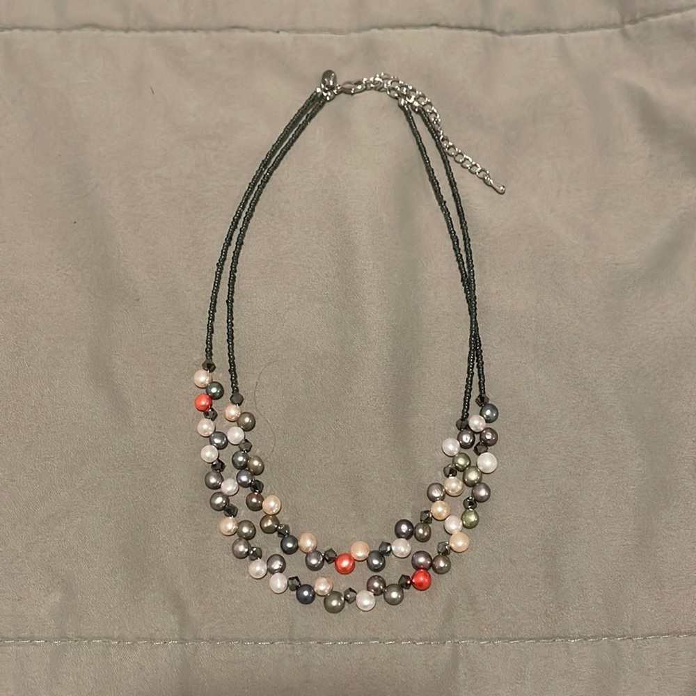 Lia Sophia multi-color pearl and grey beaded necklace